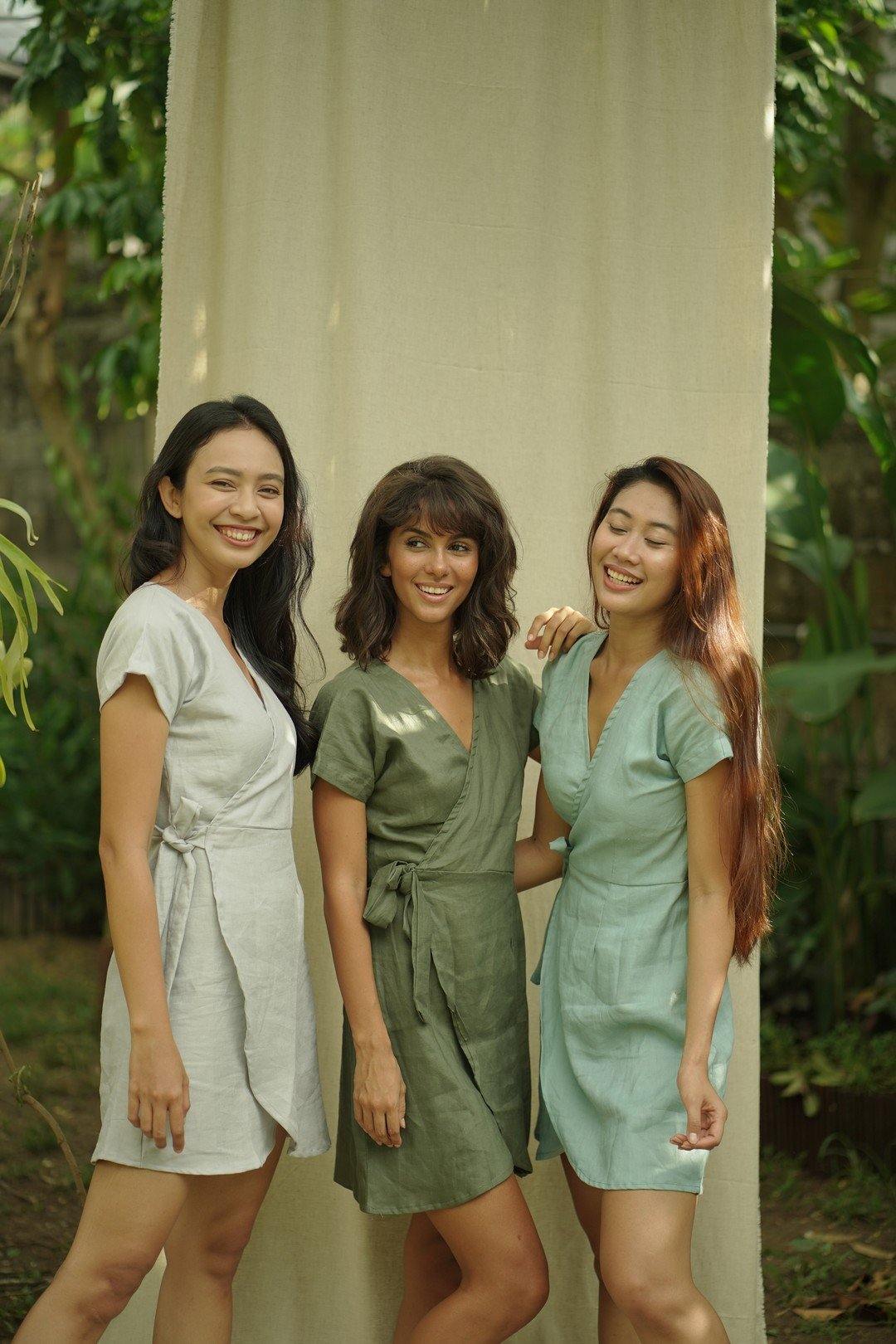 Wrap Dress In Olive - Nataoka bali