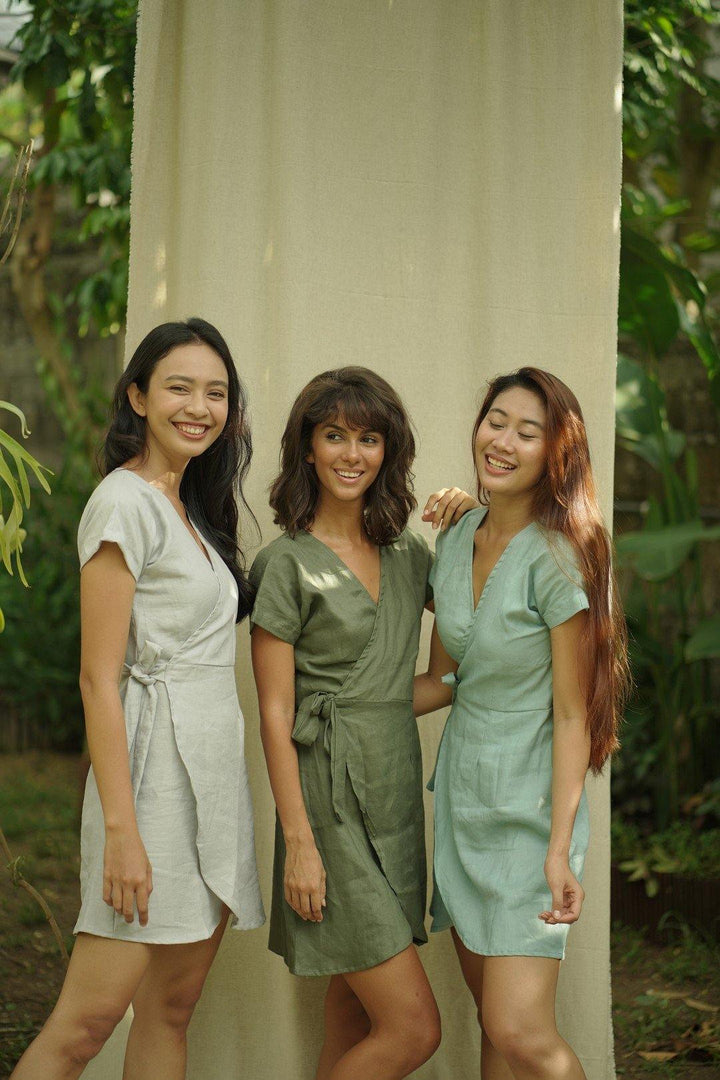 Wrap Dress In Olive - Nataoka bali