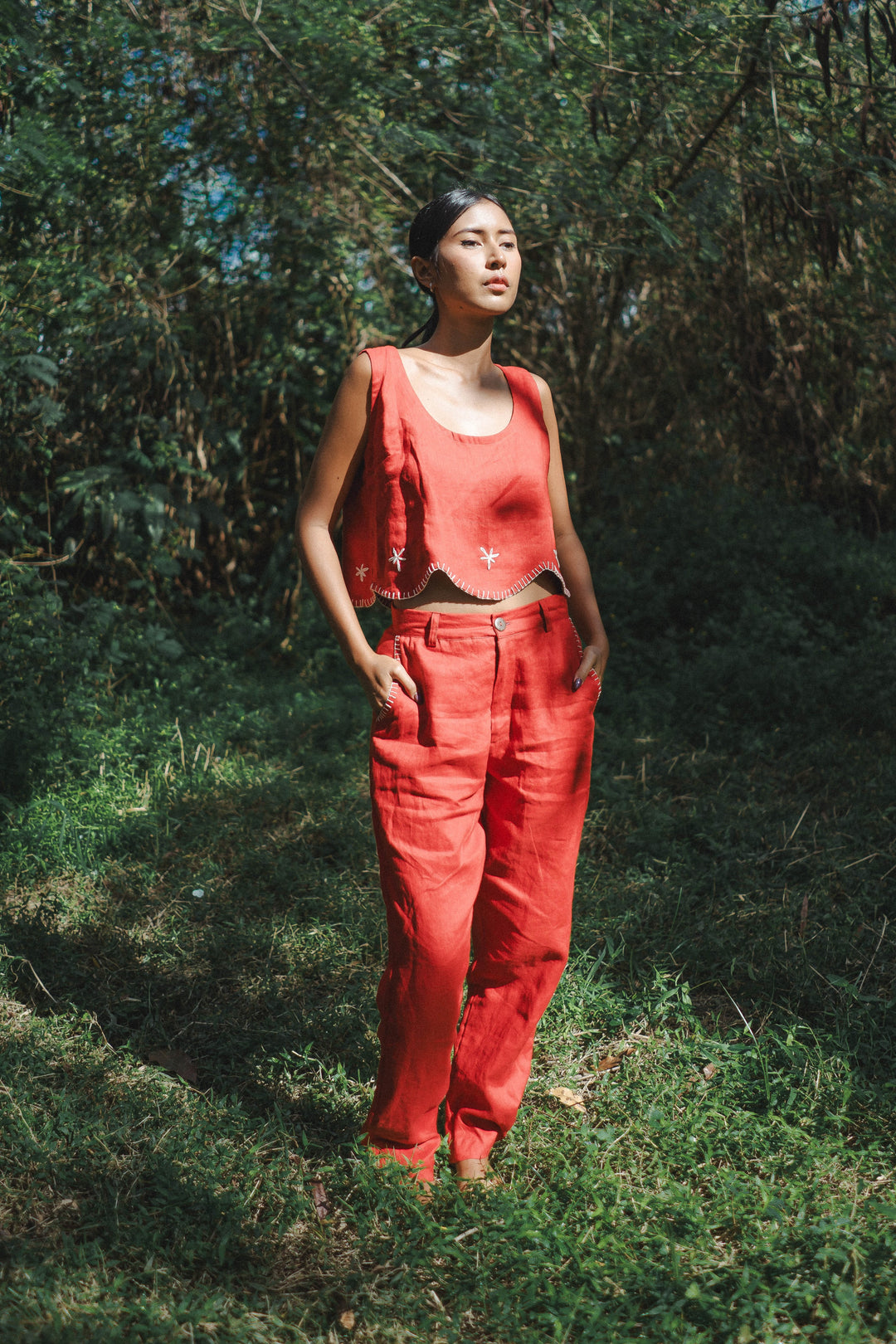 Eboni Pant In Rimba Red