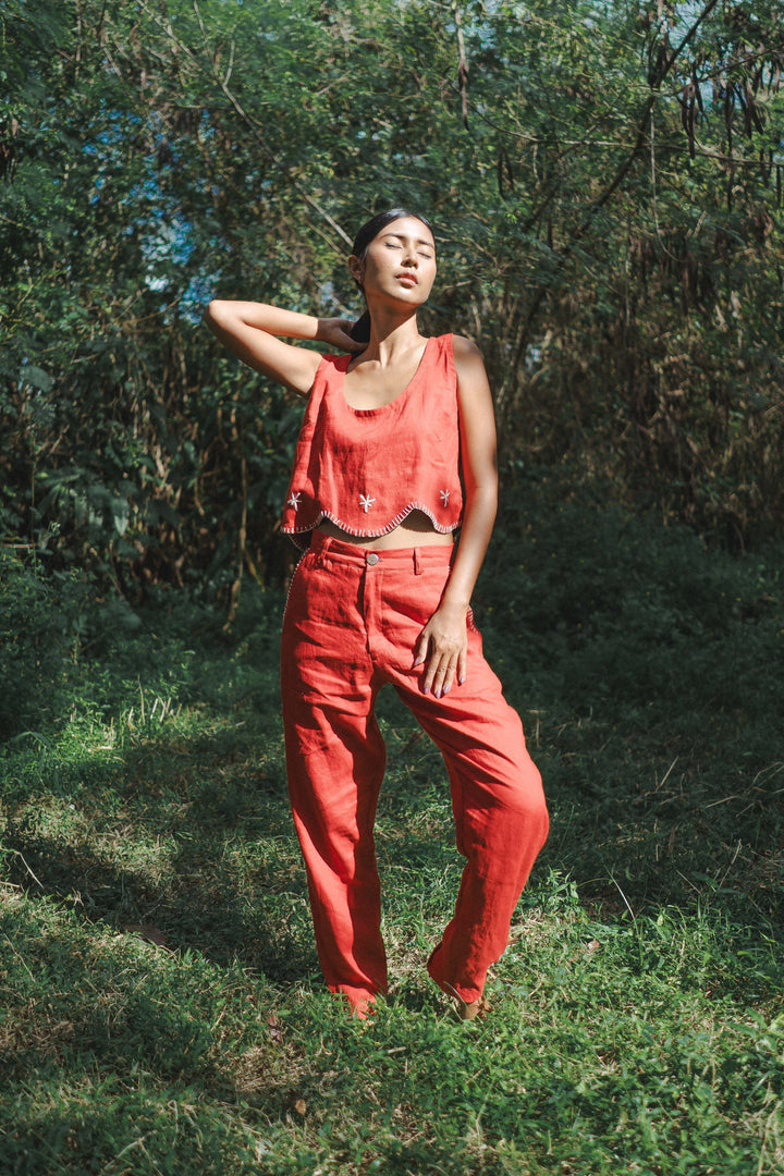 Eboni Pant In Rimba Red