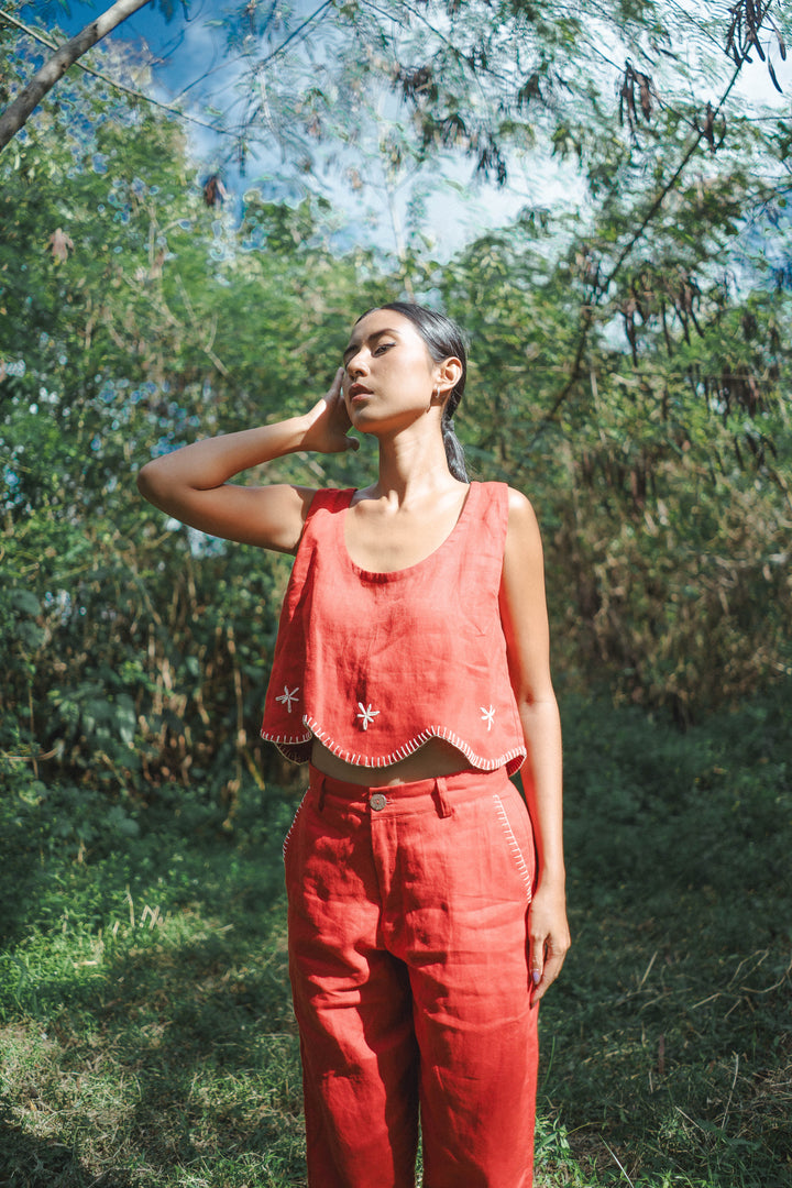 Eboni Pant In Rimba Red