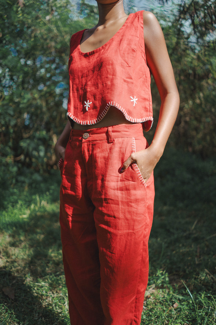 Eboni Pant In Rimba Red