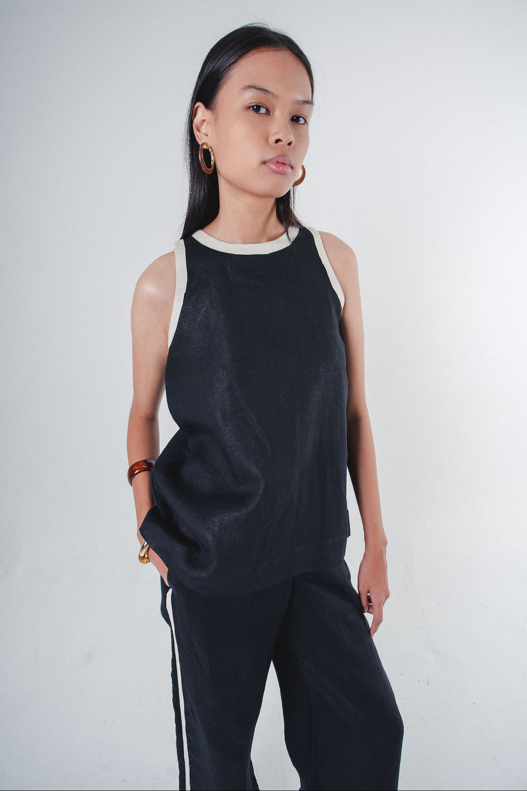 Melda Top Black Stripe