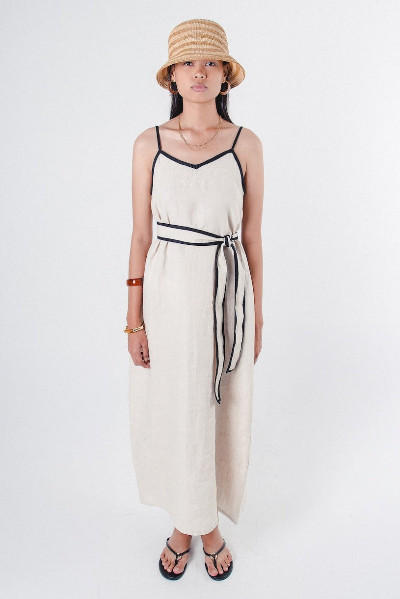 Rosaline Dress Beige Stripe