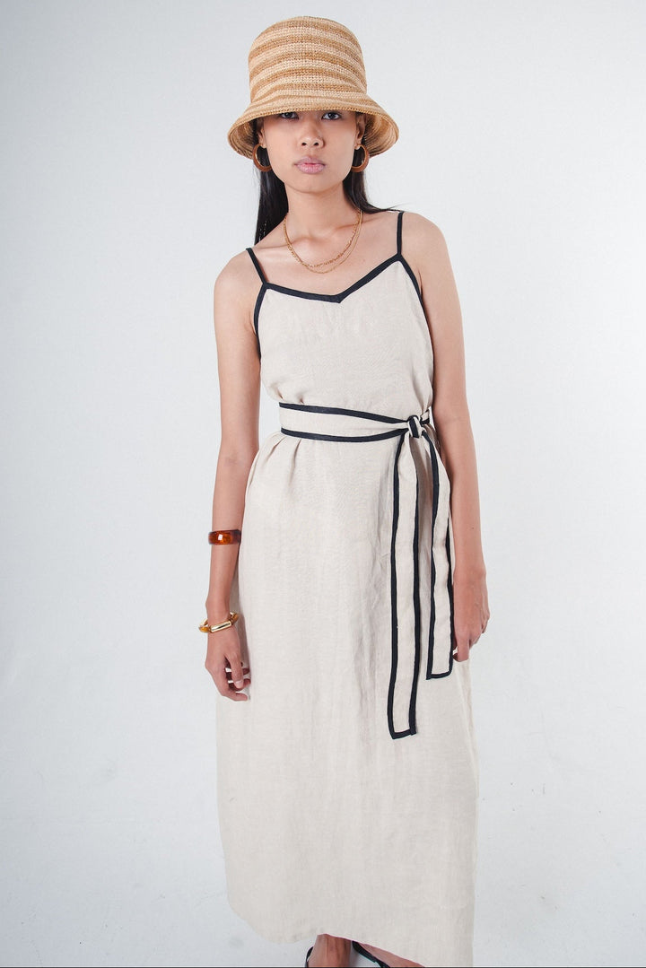 Rosaline Dress Beige Stripe