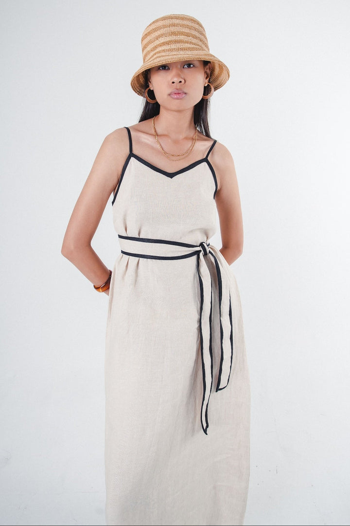 Rosaline Dress Beige Stripe