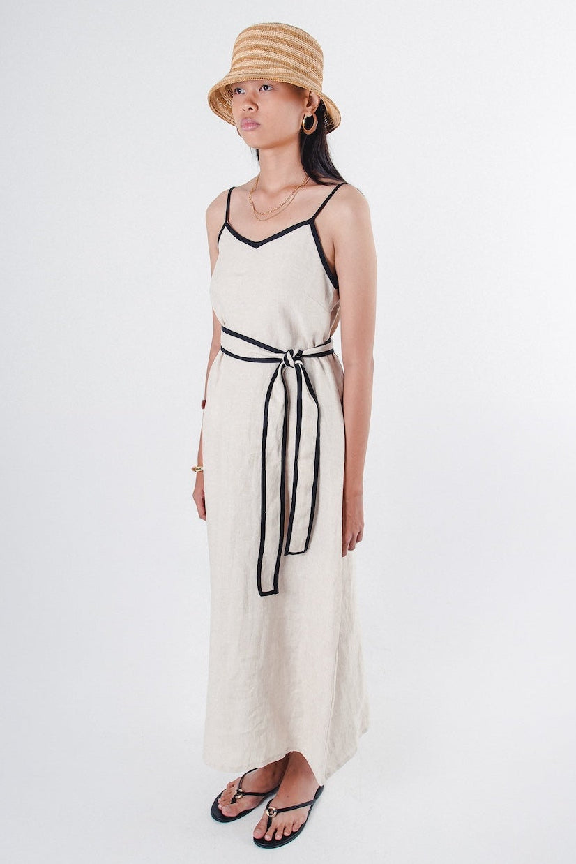 Rosaline Dress Beige Stripe