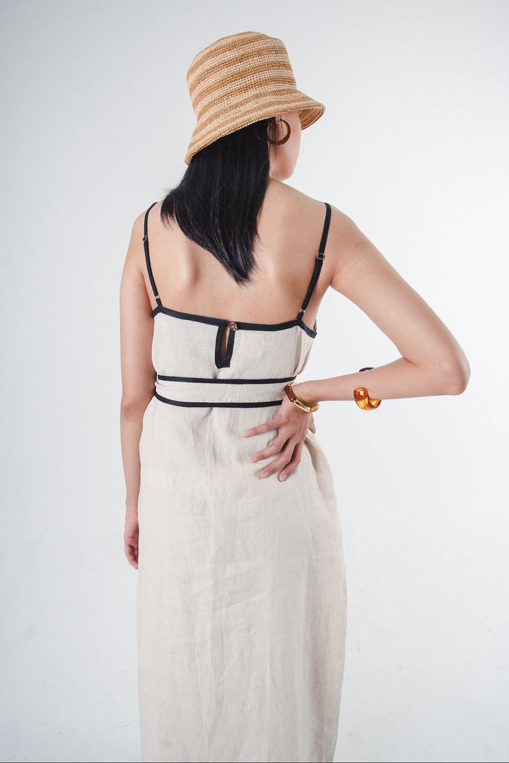 Rosaline Dress Beige Stripe