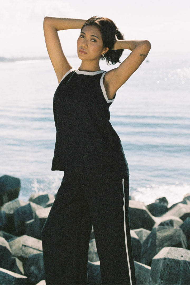 Melda Top Black Stripe