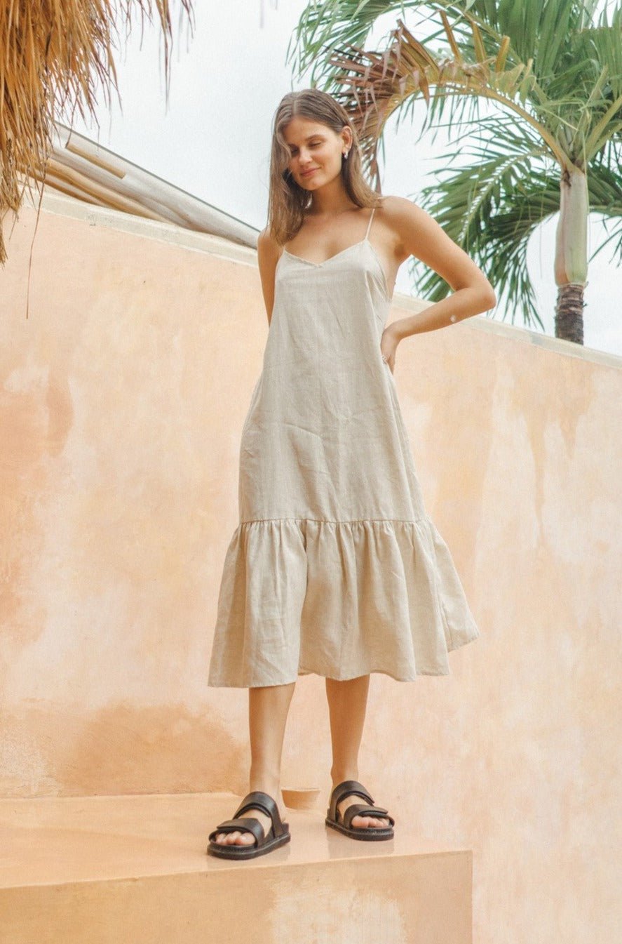 Bianca Midi Dress in Natural