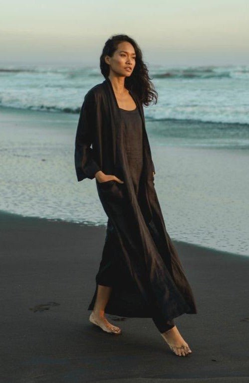 Samsara Long Kimono in Black - Nataoka bali